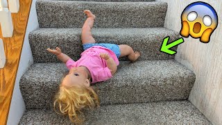 Reborn GIRL Falls Down The Stairs Role Play [upl. by Nicholle866]