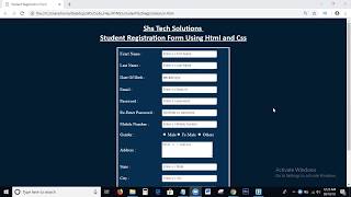 Student Registration Form Using Creation Html and Css  Html and Css Student Registration Form [upl. by Couq]