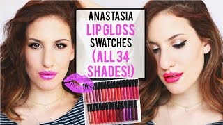 Anastasia Beverly Hills LIP GLOSS SWATCHES ALL 34 SHADES ♡ JamiePaigeBeauty [upl. by Dygal]