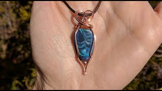 Pointed Pendant Wire Wrap Cabochon tutorial Beginner [upl. by Eilsil]