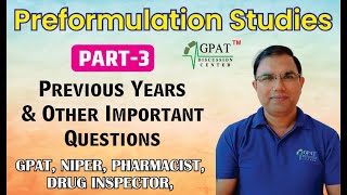 Prefomulation studies Pharmaceutics Lecture3 GPAT NIPER DRUG INSPECTOR PHARMACIST [upl. by Seerdi]