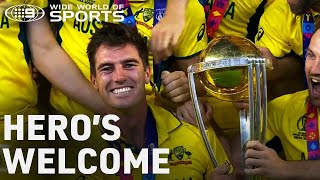 Aussies return home after Cricket World Cup victory over India  Wide World of Sports [upl. by Raveaux]