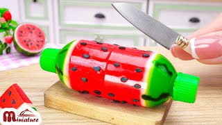 So Fresh Miniature Watermelon Jelly Bottle Recipe  ASMR Cooking Mini Food [upl. by Jaffe]