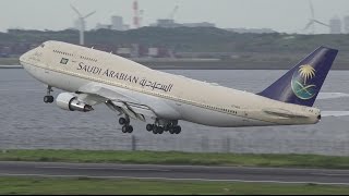 Saudi Arabian Government Boeing 747300 HZHM1A Takeoff from HND 34R  Tokyo Haneda  RJTT [upl. by Netloc]