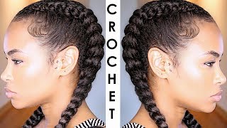 How to Crochet braid your Cornrows No feedInGhana Braids natural hair style [upl. by Norrehs246]