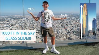 1000 FT Up Glass Slide in Los Angeles  OUE SKYSPACE  Scared [upl. by Mcconnell705]