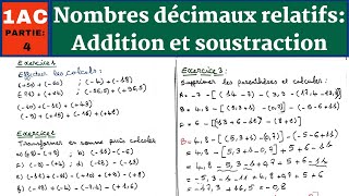 Maths biof Addition et soustraction des nombres décimaux relatifs 1ère année collège [upl. by Otreblig]