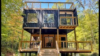 Hemlocks Lodge in Hocking Hills  Peek Inside a Home Made from Six Shipping Containers [upl. by Noicpecnoc976]