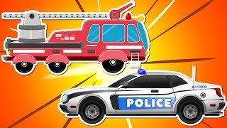 Red Fire Truck with Police Car and Ambulance  Emergency Cars Cartoon for kids [upl. by Negris686]