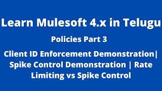 MuleSoft in Telugu  Policies Part3  Spike Control amp Client ID Enforcement Demonstration [upl. by Rella704]