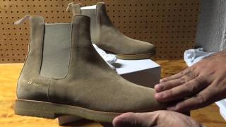 Common Projects Suede Chelsea Boots Khaki ReviewUnboxing [upl. by Haral]