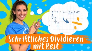 Schriftliches Dividieren mit Rest – EINFACH ERKLÄRT  Mathematik  Silicon Valley Kids [upl. by Denison]