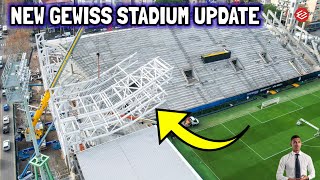 FINALLY THE ROOF IS UP New Gewiss Stadium Renovations Update Roof Installation Corner Area [upl. by Rabin]