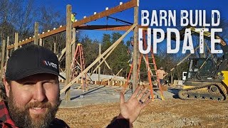 Framing Trusses and WE HAVE A ROOF Barn Build  Part 2 [upl. by Anawat]