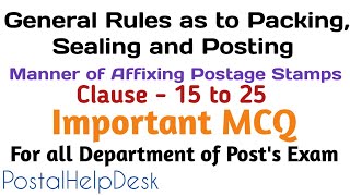 General Rules of Packing Sealing and Posting Manner of Affixing Postage Stamps Clause15 to 25 [upl. by Accalia]