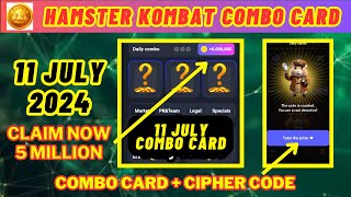 HAMSTER KOMBAT Daily Combo Card  Cipher Code Today 1M 11 JULY crypto hamsterkombat airdrop2024 [upl. by Val]