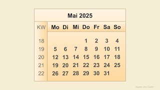 Kalender Mai 2025 [upl. by Twitt]