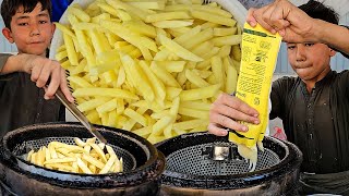 11 Years Old Kid Selling French Fries 🍟 Street Food Afghani Fries Recipe  Hardworking Afghani Boy [upl. by Marienthal]