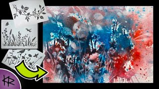 Reverse Stenciling WATERCOLOR demonstration Easy amp Fun Art Journal Abstract Floral Background [upl. by Wootan896]