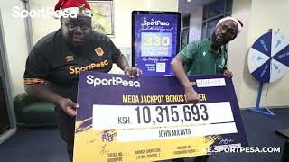 KSH 10315693 Mega Jackpot bonus winner Mr John Matata [upl. by Blain162]