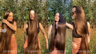 MsRapunzel  Brunette Rapunzels silky hair in the setting sun [upl. by Giacinta]