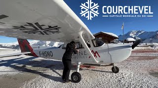 4K  Cockpit view  Over the french Alps Courchevel Airport  Take off  landing 3 vallées [upl. by Ecnedac]