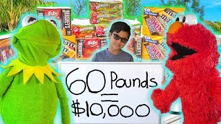 Kermit the Frog and Elmo buy 60 POUNDS of Halloween Candy [upl. by Gib]