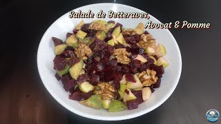 Recette de SALADE de BETTERAVES AVOCAT et POMMES amp sa vinaigrette maison 🥗🥑🍏🍎 [upl. by Ashlie]