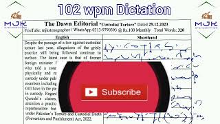 437  Shorthand Dictation 100 wpm in English  Newspaper Dictation By MJK Stenographer [upl. by Grayson979]