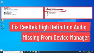 Fix Realtek High Definition Audio Missing from Device Manager Windows 1110 Solved [upl. by Anade]