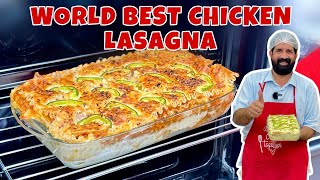 Classic Chicken Lasagna  Lasagna With White Sauce  10 Minutes Lasagna Recipe in Oven  BaBa Food [upl. by Ullyot]