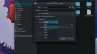 KDE Dolphin Compression Options Vs GNOME Files [upl. by Savdeep903]