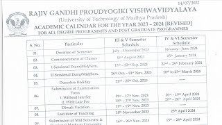 Academic Calendar 202324  RGPV BTech 2nd3rd Year Time Table  RGPV Big Update [upl. by Belcher800]