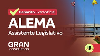 Concurso ALEMA  Gabarito Extraoficial  Assistente Legislativo Administrativo  Agente Legislativo [upl. by Okiman]