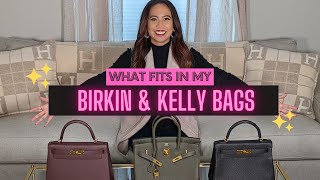 What Fits in My Birkin amp Kelly Hermes Bags Hermes Birkin Kelly [upl. by Aicilra524]