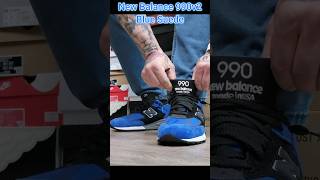 New Balance 990v2 Made in USA Blue Suede On Feet [upl. by Terrena]