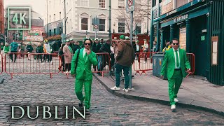 Saint Patricks Day Celebrations in Dublin Ireland  4K City Walk [upl. by Ahrat]