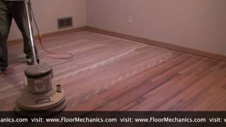 Hardwood floor refinishing Buffing between coats of finish [upl. by Ellehciram587]