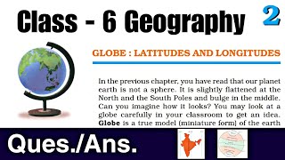 Class 6 Geography Chapter 2 Question Answer  Globe Latitudes And Longitudes NCERT CBSE [upl. by Crifasi]