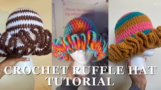 HOW TO CROCHET RUFFLE HAT TUTORIAL intermediate crocheters🧶 ￼ crochet tutorial [upl. by Draw]