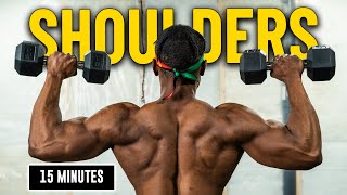 15 Minute Dumbbell Shoulders Workout  Burn amp Build 4 [upl. by Noillid]