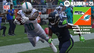 Madden 25 Miami Dolphins vs Seattle Seahawks Week 3 Sim 2024 Full 15 Minute Quarters Game Play [upl. by Fawne]