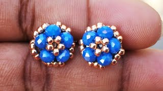 MINI ARETES DE BISUTERIA CON CRISTALES Y MOSTACILLAS MUY FACILES DE HACER ❤️ STUD EARRINGS TUTORIAL [upl. by Emerej]