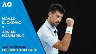 Novak Djokovic v Adrian Mannarino Extended Highlights  Australian Open 2024 Fourth Round [upl. by Loren]