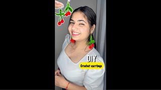 DIY cherry crochet earrings 😱 diy youtubeshorts shorts itspriyanjalisingh [upl. by Sedlik]