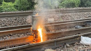 Railway line repair with Thermite welding  train track repair [upl. by Lasko]