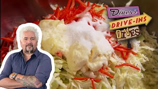 How to Make One Righteous Chili Dog  Diners Driveins and Dives with Guy Fieri  Food Network [upl. by Kolb]