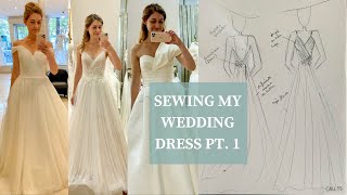 Sewing My Wedding Dress 🪡｜Part 15｜Inspiration amp Design｜DIY Wedding Dress [upl. by Fiore312]