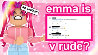 THIS YOUTUBER IS RUDE emmascharmxo1 roblox drama [upl. by Schreibe]