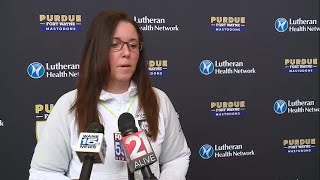 Maria Marchesano full interview to preview Purdue Fort Waynes WNIT Super 16 game vs Saint Louis [upl. by Ellainad]